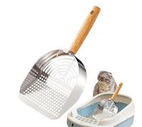 guGDTUcfg Pala para Arena de Gato, Acero Inoxidable con Mango Largo, Viajes e Interiores, Accesorio ergon(Stainless Steel Round Hole Style)