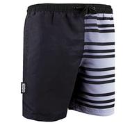 GUGGEN Mountain 880 Bañador para hombre, pantalones cortos de playa, de secado rápido, con cordón de ajuste, diseño a rayas, color verde y morado, blanco y negro, XL