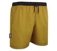 GUGGEN Mountain Bañador para hombre de secado rápido 596 con cordón, pantalones cortos de playa, pantalones de natación para hombre con estampado azul y amarillo a rayas, Limón., XXL