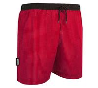 GUGGEN Mountain Bañador para hombre de secado rápido 596 con cordón, pantalones cortos de playa, pantalones de natación para hombre con estampado azul y amarillo a rayas, rojo, M