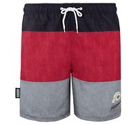 GUGGEN Mountain Bañador para hombre de secado rápido 596 con cordón, pantalones cortos de playa, pantalones de natación para hombre con estampado azul y amarillo a rayas, rojo y negro, 4XL