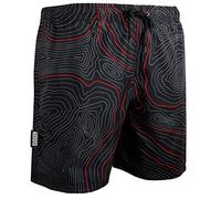 GUGGEN Mountain Bañador para hombre de secado rápido 596 con cordón, pantalones cortos de playa, pantalones de natación para hombre con estampado azul y amarillo a rayas, M
