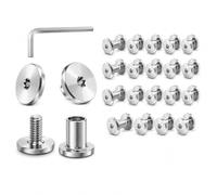 GUGUGO 20 tornillos Chicago M4 x 25 mm, juego de tornillos hexagonales internos con llave Allen de acero inoxidable 304 para cuero, manualidades, libros, bolsos, cinturones, álbumes de recortes