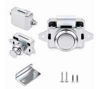 GUGUGO Cerradura de aleación de zinc, cerradura sin llave para muebles con botón de empuje, cerradura de armario y cajón para autocaravana, caravana y camping, 1 unidad (cromo)