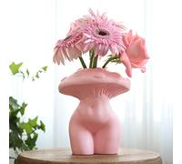 GUGUGO Jarrón de Cuerpo Femenino de Hongo para decoración, Peculiar, único, Lindo y Divertido, decoración Bohemia para el hogar y el baño, jarrón de Hongo para Flores, estética Moderna del hogar para