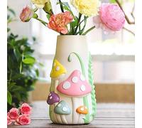 GUGUGO Jarrón de Hongos Pastel para Flor, decoración de Hongos Funky arcoíris de 8 Pulgadas de Alto, jarrones eclécticos para Flores, jarrón Decorativo Colorido único, Bonita decoración de habitación