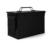GUGULUZA Caja de Municiones de Metal Estanqueidad Caja de Almacenamiento Ammo Box, Negro - 50CAL