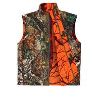 GUGULUZA Chaleco de caza reversible para hombre con bolsillos, suave y de seguridad, naranja + camuflaje, XXL