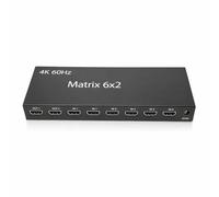 Gugxiom Conmutador HDMI 6 Entradas y 2 Salidas 4K 60 Hz Divisor Multidispositivo, Divisor HDMI con Control Remoto y Salida Dual para Configuración de Proyector de TV, Conmutador con (Enchufe de la UE)