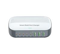 Gugxiom Estación de Carga de 200W para Múltiples Dispositivos, Bloque de Cargador USB C de 8 Puertos Cargando Rápido, 200W Tipo C Adaptador de Alimentación GAN para (Enchufe de la UE)