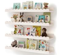Gugxiom Estantería infantil de 4 piezas, estantería para fotos, estantería flotante blanca para habitación infantil, estantes ondulados, para libros, juguetes, marco de fotos, decoración de guardería