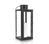 Gugxiom Farolillos negros, farolillos de jardín decorativos para velas, farolillos grandes para exteriores, metal decorativo para salón, balcón, jardín e interior (35 × 13,5 × 13,5 cm)