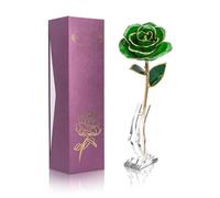 Gugxiom Gold Dipped Rose, Long Lasting Green Forever Bloom, Unique Decor Forever Roses para el Día de San Valentín, Día de la Madre, Bodas, Aniversarios, Etc.