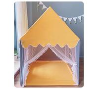 Gugxiom Tienda de Campaña para Niños, Casa de Juegos Exquisita y Hermosa, Juguete con Cortinas de Encaje para Habitación de Niños o Zona Al Aire Libre (Yellow)