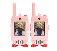 Gugxiom Video Walkie Talkies para Niños, Paquete de 2 Intercomunicadores de Mano Recargables, Juguetes para Niños Pequeños, Divertidos Regalos de Cumpleaños para Juegos Familiares, (Pink)