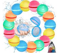 GUHAOOL 15 globos de agua de silicona, relleno rápido con bolsa de malla, bombas de agua, reutilizables para batallas de agua, piscina, playa y actividades familiares