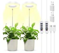 GUHAOOL 2PCS Lámpara de Planta,48 LED Luz de Crecimiento de Espectro Completo,Luces de Crecimiento Ajustable en Altura con Temporizador Automático 3H/9H/12H y 9 de Brillo,3 Modos para Plantas Pequeñas