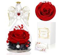 GUHAOOL Ángel Rosa Eterna Con Figura, Flores Eternas Preservadas en Cúpula de Cristal, Regalo San Valentín y Día de la Madre
