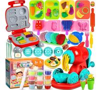 GUHAOOL Juego de Plastilina, 54 Piezas Moldes con Plastilina Juego de Plastilina, Herramientas Plastilina para Niños con 24 Cajas Arcilla para Crear Hamburguesa, Pizza y Pasta, Plastilina para Niños