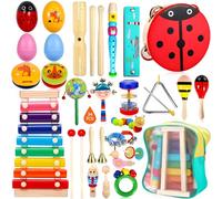 GUHAOOL Juguetes Instrumentos Musicales, 34PCS Instrumentos Musicales Madera para Niño, Educativo Musical para Bebés, Juguetes Madera Bebe, Juguete y Regalos para Niños de Navidad y Cumpleaños etc