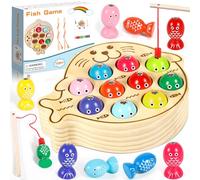 GUHAOOL Juguetes Montessori 3 Años, Juegos Magnetico, Juego de Pescar para Niños, Juegos Magneticos para Ninos, Juegos Educativos Ninos 3 Años,Juguetes Madera Bebe,Regalo Cumpleaños Niño 3 4 5 Años