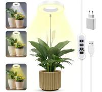 GUHAOOL Lámpara de Planta, 48 LED Luz de Crecimiento de Espectro Completo, Luces de Crecimiento Ajustable en Altura con Temporizador Automático 3H/9H/12H y 9 de Brillo,3 Modos para Plantas Pequeñas