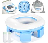 GUHAOOL Orinal de Viaje Portatil Niños Plegable, Asiento Inodoro Plegable para Niños con 40 Bolsas, 3 in 1 Orinal Portatil Niños, Reductor WC para Bebé, Orinales Infantiles para Casa y Viaje con Bolsa