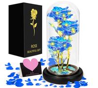 GUHAOOL Rosa Eterna, Cupula de Cristal con 3 Rosas y Negro Base de Madera, Decoración del Hogar, Regalo Sorpresa para el día de San Valentín, día de la Madre, Cumpleaños, Aniversario