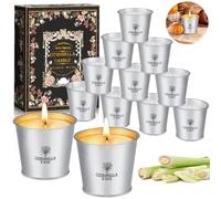 GUHAOOL Velas Citronela Exterior, 12x2.2 oz Juego de Velas de Citronela,Cera de Soja Natural Verano Regalo Vela Aromaticas Perfumada con Citronella para Jardín,Camping,Hogar,Picnic,120-180H Ardientes