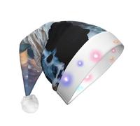 GUHAOT Beach Maui Hawaii - Sombrero de Navidad con diseño de olas de mar, nubes, sombrero de Papá Noel, 3 modos de iluminación, gorro de fiesta de disfraces de Navidad