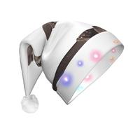 GUHAOT Bonito sombrero de Navidad con estampado de nutria, sombrero de Papá Noel LED, 3 modos de iluminación, gorro de fiesta de disfraces de Navidad