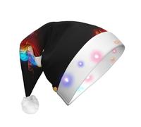 GUHAOT Gorro de Navidad con diseño de dragón de fuego, sombrero de Papá Noel, 3 modos de iluminación, gorro de fiesta de disfraces de Navidad