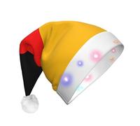 GUHAOT Gorro de Navidad con estampado de bandera de Alemania, sombrero de Papá Noel, 3 modos de iluminación, gorro de fiesta de disfraces de Navidad