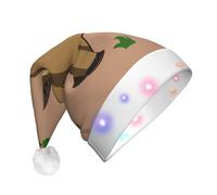 GUHAOT Gorro de Navidad con estampado de burro de dibujos animados, sombrero de Papá Noel LED, 3 modos de iluminación, gorro de fiesta de disfraces de Navidad