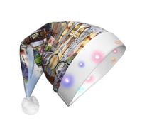 GUHAOT Sombrero de Navidad con diseño de la Torre Eiffel de París, sombrero de Papá Noel, 3 modos de iluminación, gorro de fiesta de disfraces de Navidad