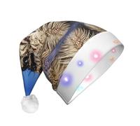 GUHAOT Sombrero de Navidad con estampado de araña de vida silvestre, sombrero de Papá Noel LED, 3 modos de iluminación, gorro de fiesta de disfraces de Navidad