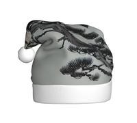 GUHAOT Sombrero de Navidad con estampado de árbol de pino bajo la luna, sombrero de Papá Noel, accesorio de disfraz de fiesta