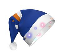 GUHAOT Sombrero de Navidad con estampado de bandera de las Islas Marshall, sombrero de Papá Noel LED, 3 modos de iluminación, gorro de fiesta de disfraces de Navidad