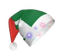 GUHAOT Sombrero de Navidad con estampado de bandera de Madagascar, sombrero de Papá Noel LED, 3 modos de iluminación, gorro de fiesta de disfraces de Navidad