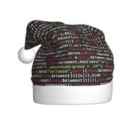 GUHAOT Sombrero de Navidad con estampado de código de programación, sombrero de Papá Noel, accesorio de disfraz para decoración de vacaciones