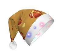 GUHAOT Sombrero de Navidad con estampado de pan mantequilla, sombrero de Papá Noel, sombrero de Papá Noel, 3 modos de iluminación, gorro de fiesta de disfraces de Navidad