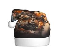 GUHAOT Sombrero de Navidad con estampado de rugby on Fire, sombrero de Papá Noel, accesorio de disfraz de fiesta