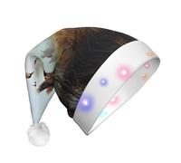 GUHAOT Sombrero de Navidad con estampado salvaje volador de caza, sombrero de Papá Noel LED, 3 modos de iluminación, gorro de fiesta de disfraces de Navidad