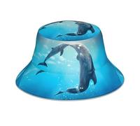 GUHAOT Sombrero unisex reversible tipo pescador, sombrero de papá con estampado de rebaño de bisonte norteamericano, gorro de moda para viajes, pesca y sol, Patrón Kiss Dolphin Tale, Taille unique
