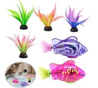 GUHIRALONA Paquete de 6 peces robóticos electrónicos de juguete para bañera y piscina, peces robóticos flotantes, decoración interactiva de acuario
