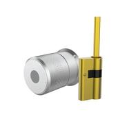 GUHKPFIX Cerradura de Motor automática con Control Remoto Inteligente, Soporte de Cilindro Europeo, aplicación Wehere, Tuya SmartLife Opcional for Puerta Dividida(Silver WeHere Kit 1)