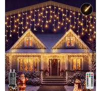 Guhope Eisregen Lichterkette Outdoor 8M 204 LED Weihnachtsbeleuchtung | Con temporizador, mando a distancia, 8 modos, IP44, resistente al agua, cortina de luces para techo, casa, balcón y jardín