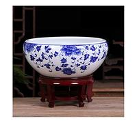 GUHPZA Acuario con Pecera De Cerámica, Pecera De Escritorio, Pecera para Peces De Colores, Sala De Estar, Balcón, Pecera De Río De Montaña Azul Y Blanca, Pecera De Ofi, B-50CM