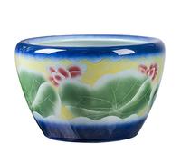 GUHPZA Acuario Fish Tabk, Pecera De Cerámica De Estilo Chino con Forma De Loto para Peces Dorados, Sala De Estar, Balcón, Patio, Acuario Lucky Tank, Kits De Inicio, PE, A-53cm