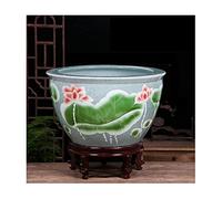 GUHPZA Acuario Fish Tabk, Pecera, Pecera De Cerámica, Pecera De Cultivo, Hogar, Sala De Estar, Pecera De Tortuga De Loto, Patio, Feng Shui, Pecera De La Suerte, Pecera, B-53cm